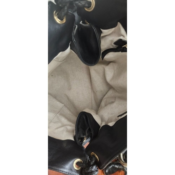 Michael Kors Black Leather Braided Handle Tote Satchel Whipstitch Grommet Large - Picture 8 of 15